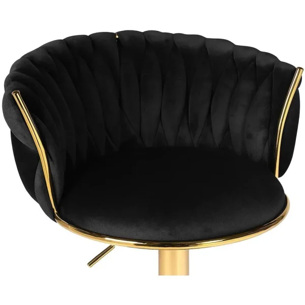 Scaun de bucatarie/bar, Artool, Mig, rotativ, catifea neagra, picior metal auriu, 51x50x84-105 cm