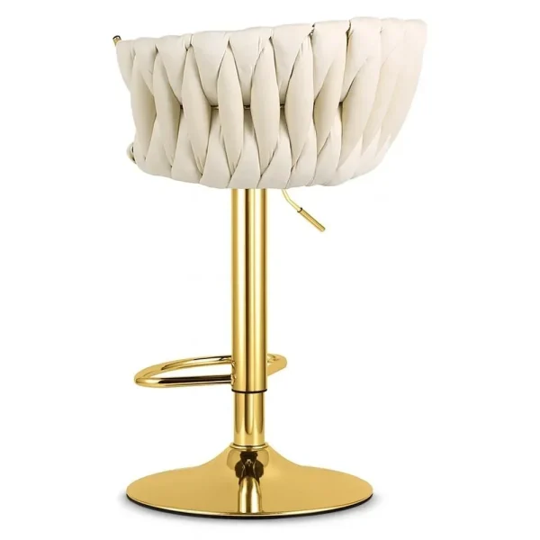 Scaun de bucatarie/bar, Artool, Mig, rotativ, catifea bej, picior metal auriu, 51x50x84-105 cm