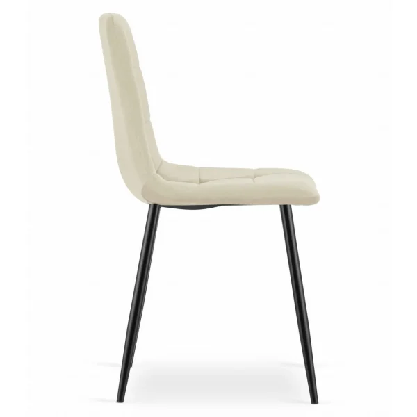 Scaun bucatarie/living, Artool, Kara, catifea bej, picioare metal negru, 45x50.5x87 cm