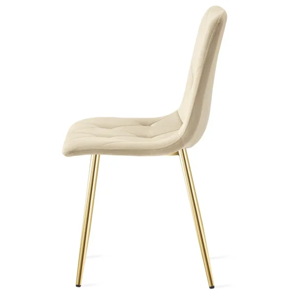 Scaun bucatarie/living, Artool, Libra, catifea bej, picioare metal auriu, 45x54x86.5 cm