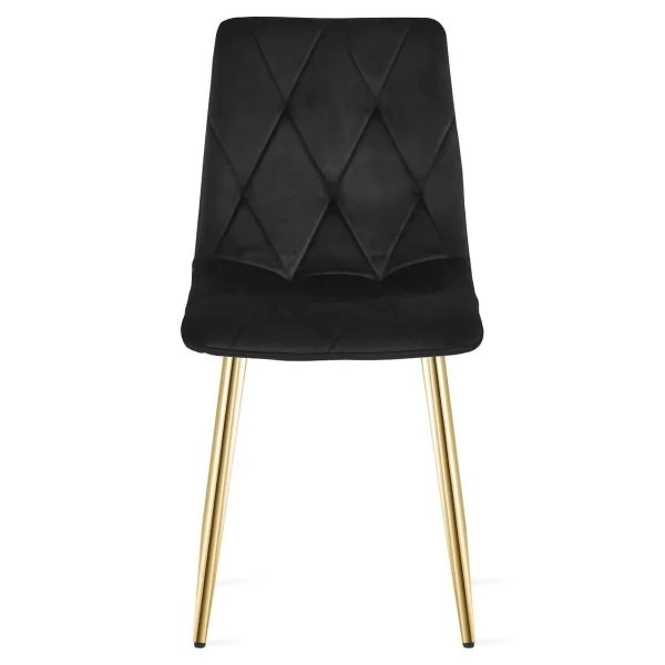 Scaun bucatarie/living, Artool, Libra, catifea neagra, picioare metal auriu, 45x54x86.5 cm