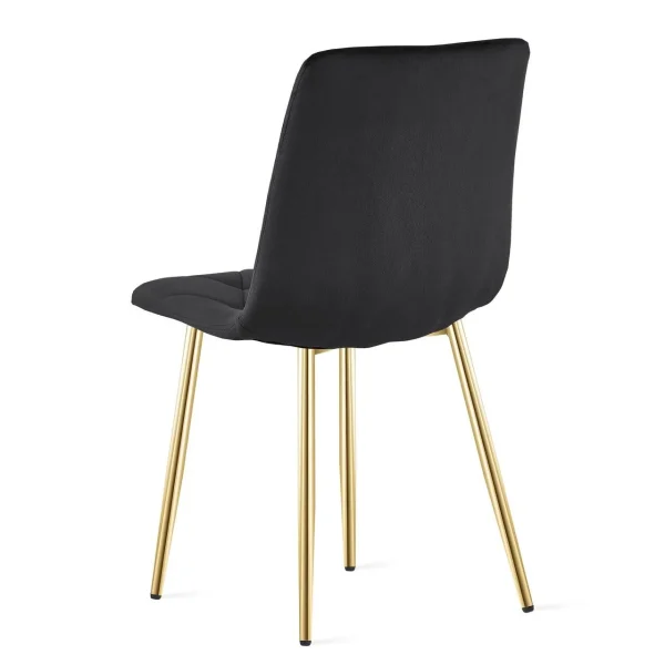 Scaun bucatarie/living, Artool, Libra, catifea neagra, picioare metal auriu, 45x54x86.5 cm