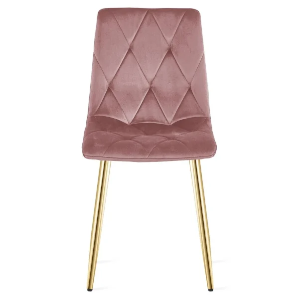 Scaun bucatarie/living, Artool, Libra, catifea roz, picioare metal auriu, 45x54x86.5 cm