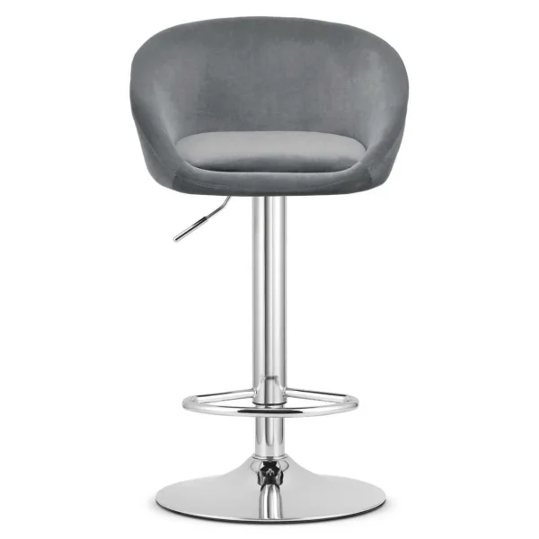 Scaun de bucatarie/bar, Artool, East, rotativ, catifea gri, picior metal argintiu, 53x46x81-103 cm