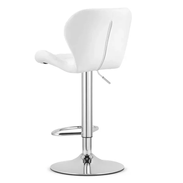 Scaun de bucatarie/bar, Artool, West, rotativ, piele ecologica alba, picior metal argintiu, 46x48.5x90-111 cm