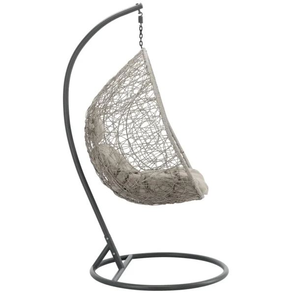 Scaun leagan suspendat, Chomik, Sally, ratan sintetic, gri, max 150 kg