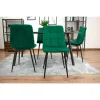 Set 4 scaune bucatarie/living, Artool, Kara, catifea verde, picioare metal negru, 44.5x50.5x87 cm