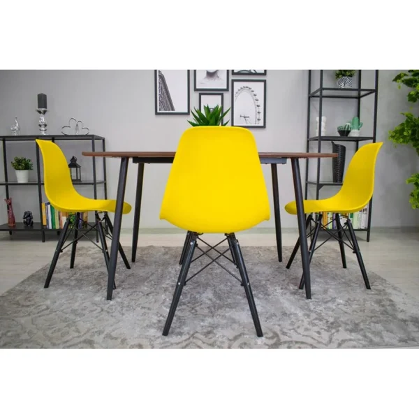 Scaun stil scandinav, Artool, Osaka, PP galben, picioare lemn negru, 46x54x81 cm