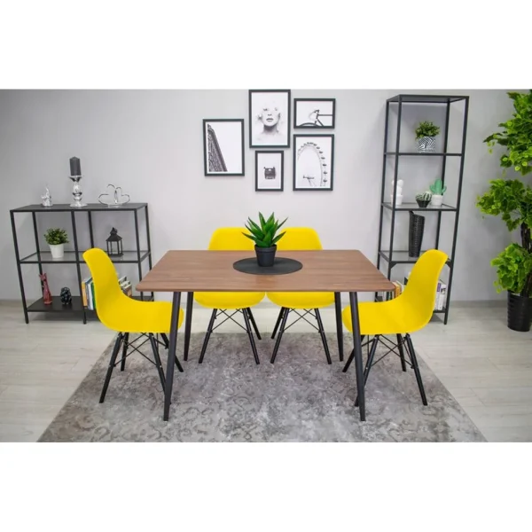 Scaun stil scandinav, Artool, Osaka, PP galben, picioare lemn negru, 46x54x81 cm