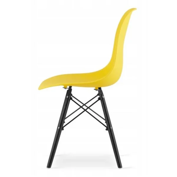 Scaun stil scandinav, Artool, Osaka, PP galben, picioare lemn negru, 46x54x81 cm