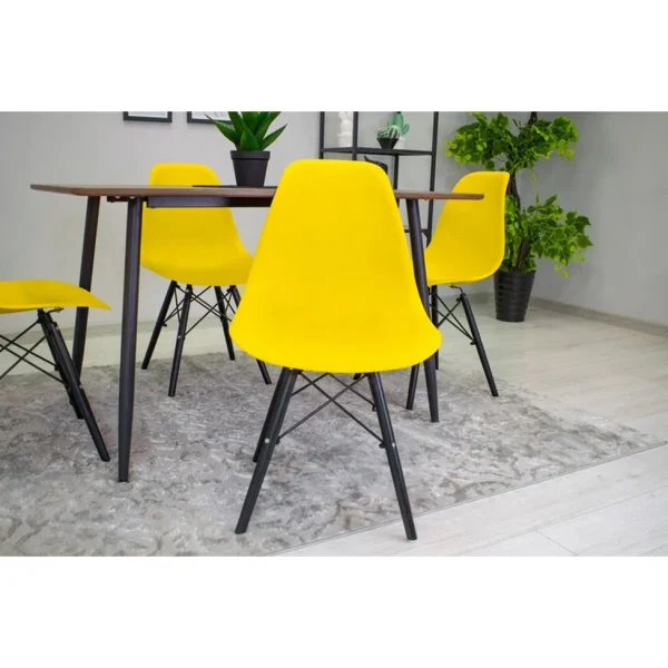 Scaun stil scandinav, Artool, Osaka, PP galben, picioare lemn negru, 46x54x81 cm