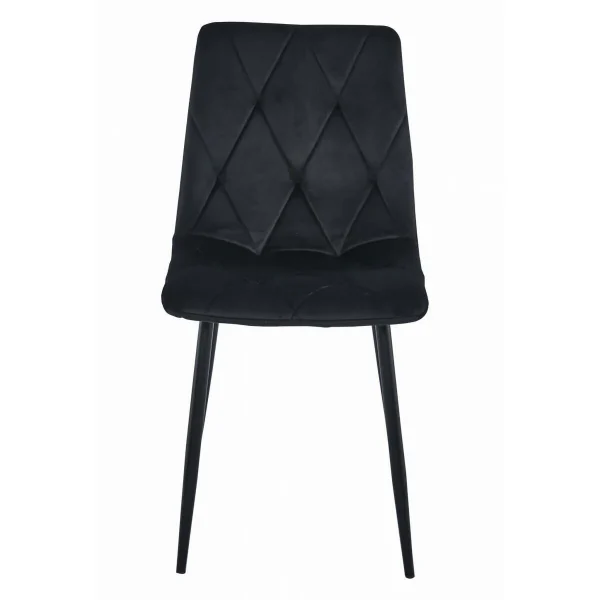 Set 4 scaune bucatarie/living, Artool, Libra, catifea neagra, picioare metal negru, 44x40x88.5 cm