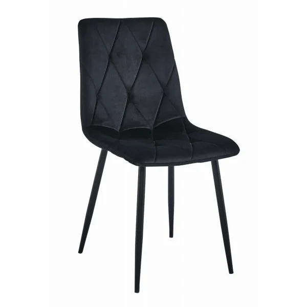 Set 4 scaune bucatarie/living, Artool, Libra, catifea neagra, picioare metal negru, 44x40x88.5 cm