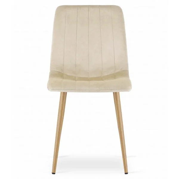 Set 4 scaune bucatarie/living, Artool, Lava, catifea bej deschis, picioare metal natur, 45x55x86 cm