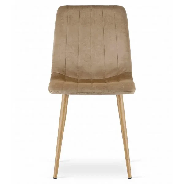 Set 4 scaune bucatarie/living, Artool, Lava, catifea maro, picioare metal natur, 45x55x86 cm