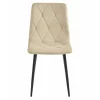 Set 4 scaune bucatarie/living, Artool, Libra, catifea bej, picioare metal negru, 44x40x88.5 cm