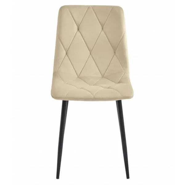 Set 4 scaune bucatarie/living, Artool, Libra, catifea bej, picioare metal negru, 44x40x88.5 cm