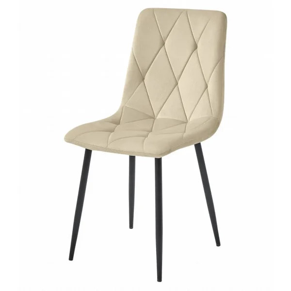 Set 4 scaune bucatarie/living, Artool, Libra, catifea bej, picioare metal negru, 44x40x88.5 cm
