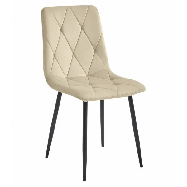 Set 4 scaune bucatarie/living, Artool, Libra, catifea bej, picioare metal negru, 44x40x88.5 cm