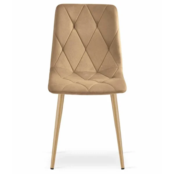 Set 4 scaune bucatarie/living, Artool, Libra, catifea maro, picioare metal natur, 45x54x86.5 cm