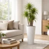 Set 2 ghivece de flori, Matuba Slim, rotunde, inalte, 40x78 cm, alb, Prosperplast