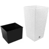 Set 2 ghivece de flori, Rato, imitatie ratan, inalte, 32.5x32.5x61 cm, alb, Prosperplast