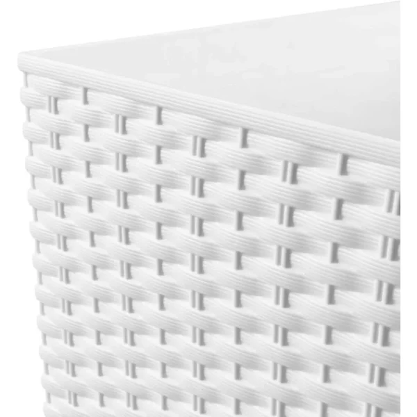 Set 2 ghivece de flori, Rato, imitatie ratan, inalte, 32.5x32.5x61 cm, alb, Prosperplast