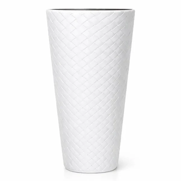 Set 2 ghivece de flori, Matuba Slim, rotunde, inalte, 40x78 cm, alb, Prosperplast