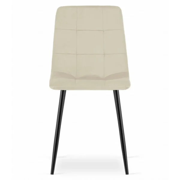 Set 4 scaune bucatarie/living, Artool, Kara, catifea bej, picioare metal negru, 44.5x50.5x87 cm