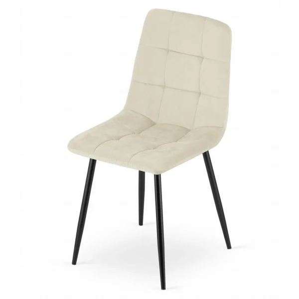 Set 4 scaune bucatarie/living, Artool, Kara, catifea bej, picioare metal negru, 44.5x50.5x87 cm