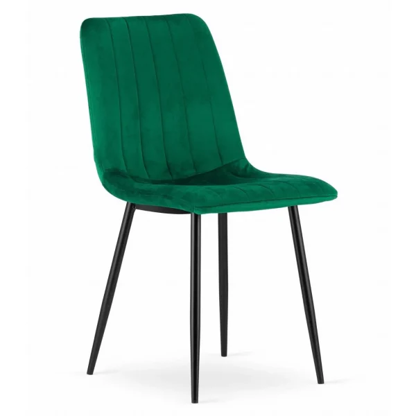 Set 4 scaune bucatarie/living, Artool, Lava, catifea verde, picioare metal negru, 43x51x90 cm