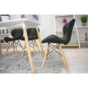 Set 6 scaune bucatarie/living, Artool, Lago, piele ecologica neagra, picioare lemn natur, 47x38x73 cm