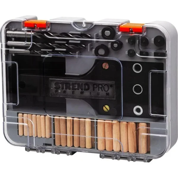 Set pentru dulgheri cu imbinari, dibluri, burghie, cuie, cheie Allen, 83 piese, Strend Pro