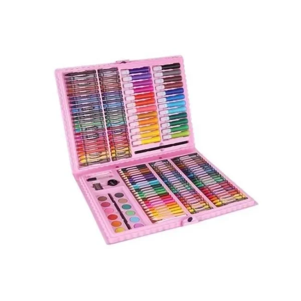 Set pictura si desen pentru copii,trusa plastic roz, 168 piese