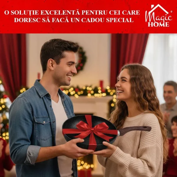 Tigaie tip Wok cu maner de lemn, 28 cm, Magic Home