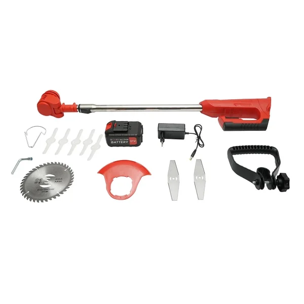 Motocoasa, trimmer, pentru tuns iarba, electric, cu acumulator 21V Litiu, 3000 mAh, incarcator si accesorii