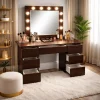 Masa de toaleta/machiaj, Vanessa, wenge, cu oglinda si LED-uri, 130x43x143 cm