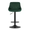 Set 2 scaune de bucatarie/bar, Artool, Kast, rotativ, catifea verde, picior metal negru, 45.5x49x85-105 cm