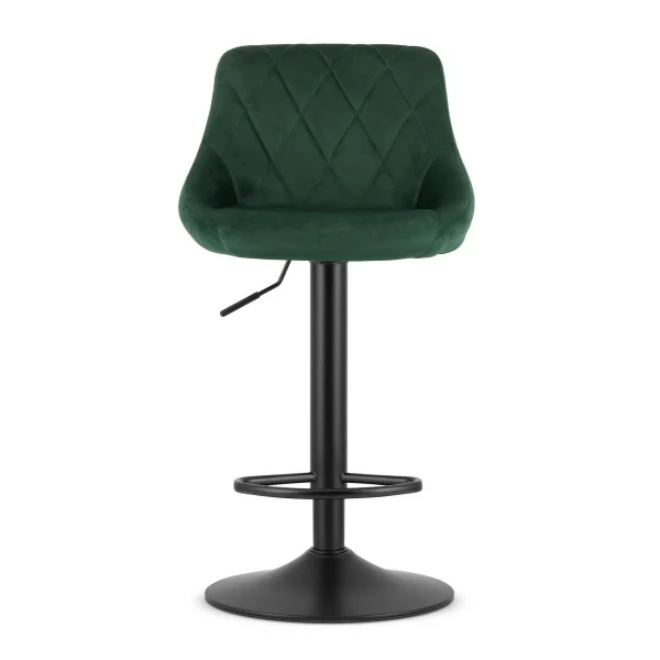 Set 2 scaune de bucatarie/bar, Artool, Kast, rotativ, catifea verde, picior metal negru, 45.5x49x85-105 cm