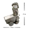 Decoratiune gradina, ceramica, fetita cu roaba in fata, 34x20x47 cm