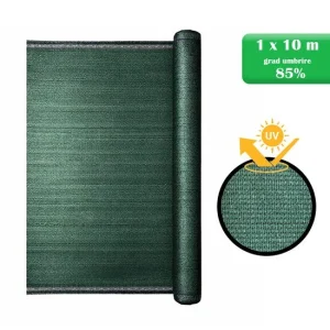 Plasa de umbrire, HDPE, 140 g/mp, grad de umbrire 85%, verde, 1x10 m