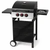 Gratar gradina, grill dreptunghiular, cu gaz, 2+1 arzatoare, cu roti, capac, rafturi, 97x60x100 cm, Valencia