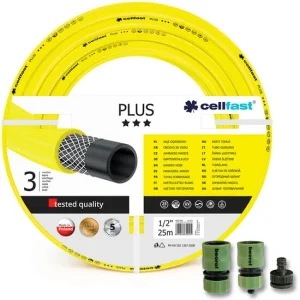 Furtun de gradina, 3 straturi, + cadou 2 cuple, 1 adaptor, 1/2", 25 m, Cellfast Plus