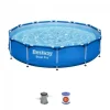 Piscina structura metalica, rotunda, cu pompa filtrare, albastru, 366x76 cm, Bestway Steel Pro