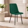 Scaun bucatarie/living, Artool, Turin, catifea verde, picioare metal negru, 44.5x53x88.5 cm