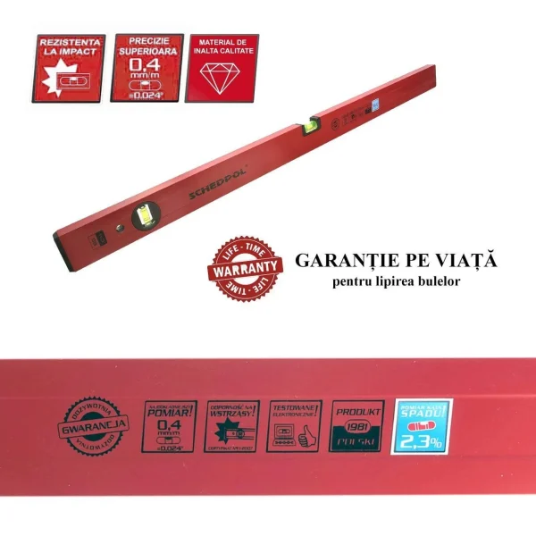 Nivela BASIC cu inclinatie 2,3% precizie 0,4mm/m 2 bule 80cm