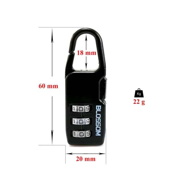 Lacat cu cifru din zinc pentru bagaje - 20mm