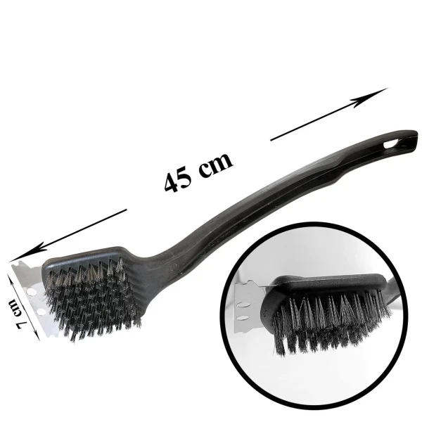 Perie pentru curatat gratar, grill, otel, maner plastic, 7x45 cm