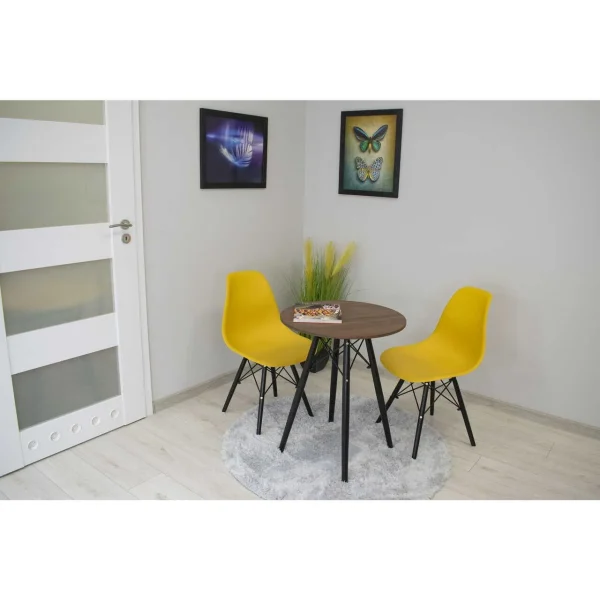 Masa stil scandinav, Artool, rotund, MDF si lemn, maro rustic, 60x73 cm