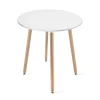 Masa stil scandinav, Artool, Kami, rotunda, MDF si lemn, alb, 60x74 cm